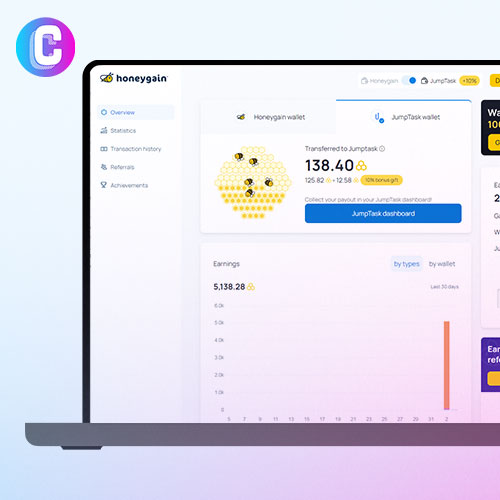 Airdrop crypto Honeygain - Plateforme